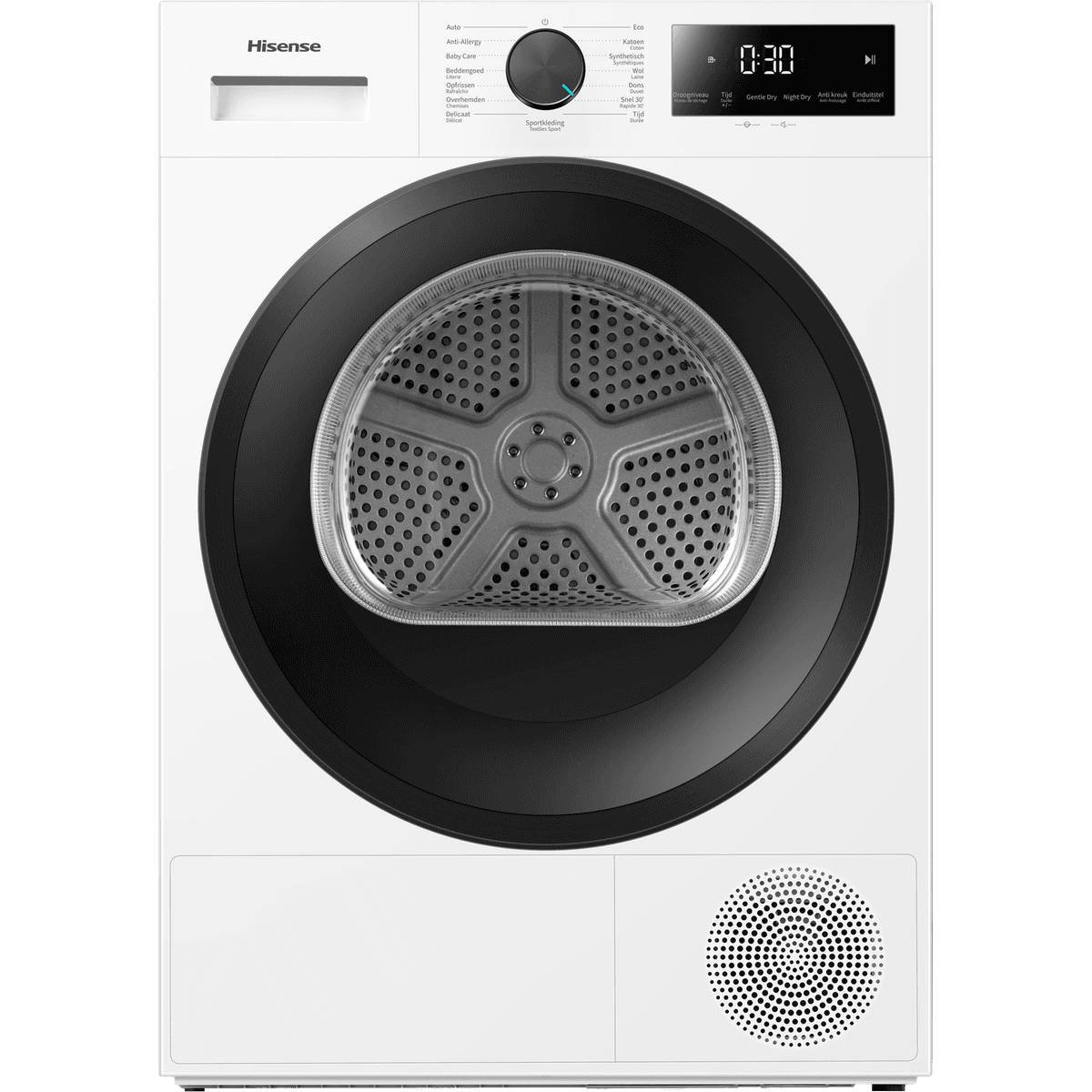 HISENSE DH1i800BWCENB/X - 8 kg - 64 dB - Energielabel C Warmtepompdroger — afbeelding 1