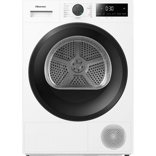 HISENSE DH1i800BWCENB/X - 8 kg - 64 dB - Energielabel C Warmtepompdroger