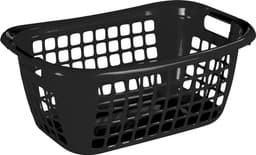 2x stuks zwarte wasmanden/wasgoedmanden met handgrepen 55 cm - Draagwasmanden - Wasgoedmand - Mand met handgrepen — thumbnail 2