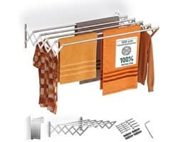 Nexvo® Wanddroogrek Inklapbaar - Wanddroogrek - Zilver - ‎80cm x 100cm x 15cm