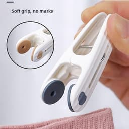 Plastic wasknijpers - Antislip clips - Was ophangen - Zachte rubberen kaken - 12 stuks - Diepblauw beige — thumbnail 4