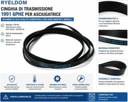 Poly-V-snaar 1991H6 -aandrijfriem 6PHE 1991 H6 - riem wasdroger - geschikt voor oa Ariston Blue Air Hotpoint Indesit — thumbnail 5