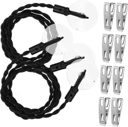 Kledinglijn Set - Reis Waslijn - Kleding Drogen - Inclusief Clips - 4 Stuks - Zwart Zilver — thumbnail 5