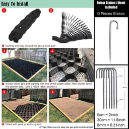 Grondstabilisator Raster - Wand Mesh - Opritten Verstevigen - Hoge Belasting Sterkte - 4 Inch Hoogte - Zwart — thumbnail 2