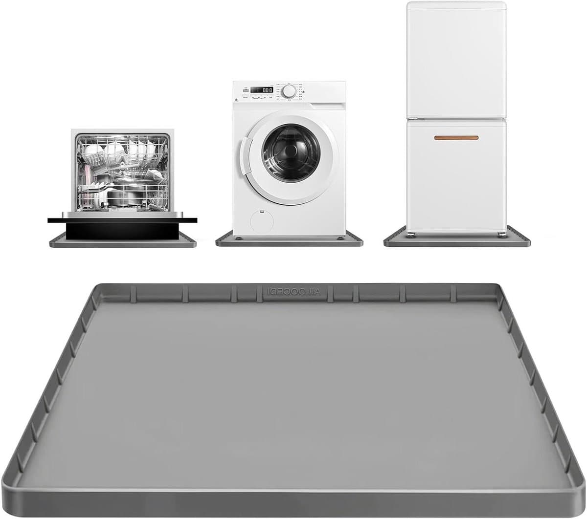 Wasmachine Pan - Onderlegger Apparaat - Vloer Beschermen - Verhoogde Rand - 76 x 71 cm - Grijs — afbeelding 1