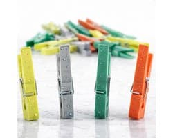 Wasknijpers Kunststof - Kledingknijpers Waslijn - Wasgoed Ophangen - Minder Drukplekken - 7.8 cm - Gemengde Kleuren