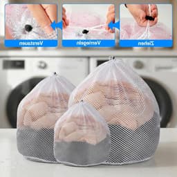 Herbruikbare wasnetten set van 3 voor delicate was, geschikt voor kleding, ondergoed en sokken, met trekkoord en duurzaam ontwerp — thumbnail 2