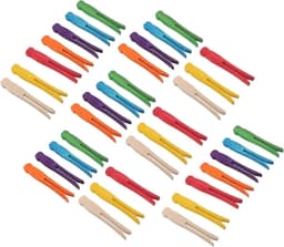 Houten Wasknijpers - Kleine Clips - Knutselen en Ophangen - Stevige Grip Ontwerp - 100 Stuks - Meerkleurig — thumbnail 1