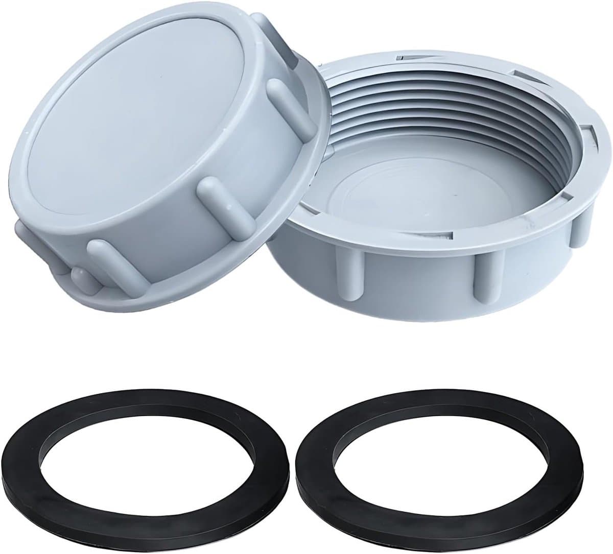 Set van 2 plastic einddoppen met interne schroefdraad en lekvrije afsluiting voor afvoerbuizen in wasmachines, keukens en badkamers (45 mm) — afbeelding 1