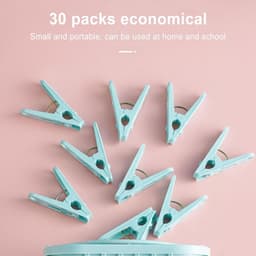 Wasknijpers met mand - Kledingclips Wasgoedklemmen - Kleding Drogen - Winddicht Ontwerp - 30 stuks - Blauw — thumbnail 3