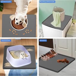 Koelkast vloermat - Wasmachine opvangbak - Vloerbescherming - Waterdicht siliconen - 60 x 60 cm - Grijs — thumbnail 5
