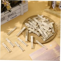 Houten Knijpers - Kleding Clips - Was Ophangen - Beschermend Rond Ontwerp - 50 Stuks - Lichtbruin — thumbnail 2