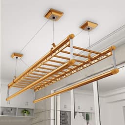 Plafond Droger - Kledinglift Droogrek - Ruimte Besparen - 4 Stangen Ontwerp - 150 cm Lengte - Aluminiumkleur — thumbnail 1