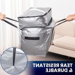 Dubbele Laag Verhuiszakken Extra Groot, Stevige Handvatten en Ritsen, Ideaal voor Kledingopslag, Verhuismateriaal en Waszakken (Zilver, 4 Stuks) — thumbnail 5