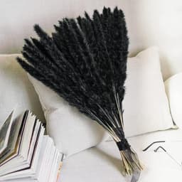Gedroogde bloemen, 30 stuks, natuurlijke gedroogde bloemen, 44 cm, gedroogde bloemen, pampasgras, decoratie, zwarte riet, gedroogde pampasgrasveren voor bloemendecoratie — thumbnail 3