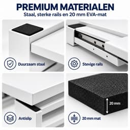 ProductXpert Stacko™ - Stapelkit & Anti Trillingsmat voor Wasmachine en Droger - Tussenstuk - Uitschuifbare Plank met Handdoekhouder - Wit- AntiSlip - Geluidsdempende Antislip Mat - 620 x 620 x 20 mm — thumbnail 2