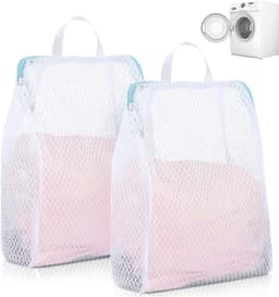 Wäschenetz Set - Wäschesack Waschmaschine Feinwäsche - 2 Stuks 50x60cm - Premium Mesh met Rits - Voor BH Zijde Reizen - Wit — thumbnail 1