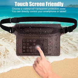 3-delige waterdichte tas, waterdichte heuptas met verstelbare riem, waterdichte telefoonhoes voor zwemmen, bootuitstapjes, heuptas voor wateractiviteiten - zwart — thumbnail 3