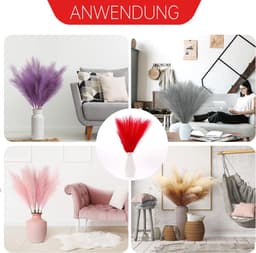 55 cm Pampasgras decor, kunstmatig droogbloemen decor kunstmatig Pampasgras voor de huisdecoratie (rood, 20 stuks) — thumbnail 2
