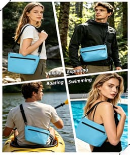 Tas voor buiten, 6 l, lichte droogtas met verstelbare schouderriem, geschikt voor kamperen, wandelen, strand, kajakken, zwemmen, Blauw, Waterdichte tas — thumbnail 4