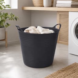 Flexibele kuip - zwart - 40 liter - met handvatten - 45 cm - kunststof - emmer - wasmand — thumbnail 3