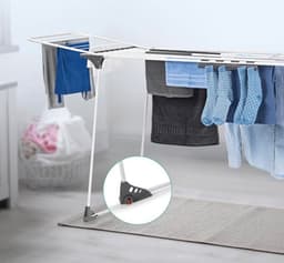 Ruimtebesparend XXL-vleugeldroogrek met wielen - Tot 260 cm - 25 meter drooglengte - Voor 2-3 wasbeurten — thumbnail 3