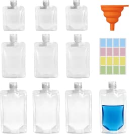 20 st navulbare reisflesjes voor douchegel zeep 30ml 50ml 100ml | herbruikbare vloeistofzakjes met siliconen trechter & label | voor shampoo douchegel lotion sap toiletartikelen op reis — thumbnail 1