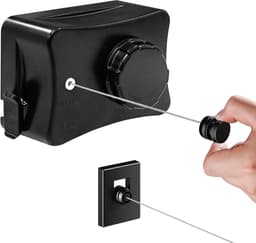 Intrekbaar, draad, niet doorzakt, uittrekbaar, voor binnen en buiten, wandbevestiging van roestvrij staal, ruimtebesparend, zwart — thumbnail 1
