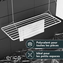 Droogrek radiator - Wit - 70 x 50 cm - Metaal met PVC-vrije coating - Plafondhanger voor kleding drogen — thumbnail 5
