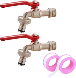 2 Waterkranen 1/2 inch, voor tuin, wasmachine en regenton — thumbnail 1