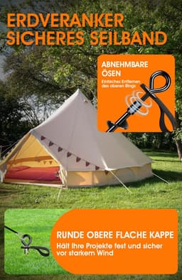 Grondankers voor zware belasting, 4 stuks, robuust, volledig geschroefde grondankers met riemen voor het bevestigen van trampolines, luifels, schommels enz — thumbnail 2