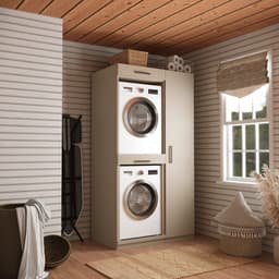 Wasophoogte® Wasmachine Kast New York - Wasmachine verhoger - Wasmachine ombouw - 700(D)*1115(B)*2110(H) mm - Taupe — thumbnail 3