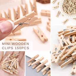 Mini Wasknijpers - Houten Clips Foto's - Ambachten Decoratie - Natuurlijk Hout Veer - 150 stuks - Natuurlijk — thumbnail 5