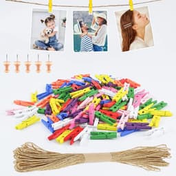 156 Stuks Mini Wasknijpers en Jute Touw voor Fotowanden en Decoraties — thumbnail 1
