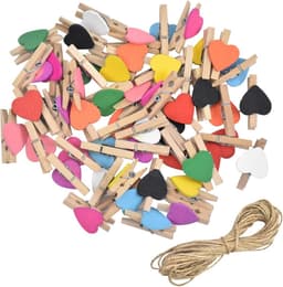 50 Stuks Mini Houten Clips met 10M Jute Touw voor Fotomuur Decoratie — thumbnail 1