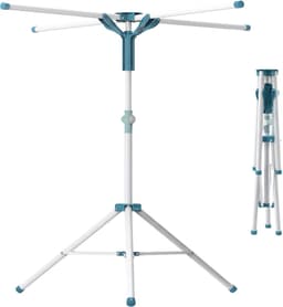 Droogrek inklapbaar - verstelbaar - 80-200 cm - voor kledinghangers - wit-blauw — thumbnail 1