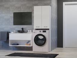 Wandkast voor Wasmachine met Diepte 30 cm - Wit Hoog Model — thumbnail 3