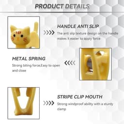 12 stuks kattenvormige zakclips leuke chip clips papieren clips Japanse wasknijpers kleding pennen grappige chip clips voedseltas clip voor snack chips opslag (geel) — thumbnail 3