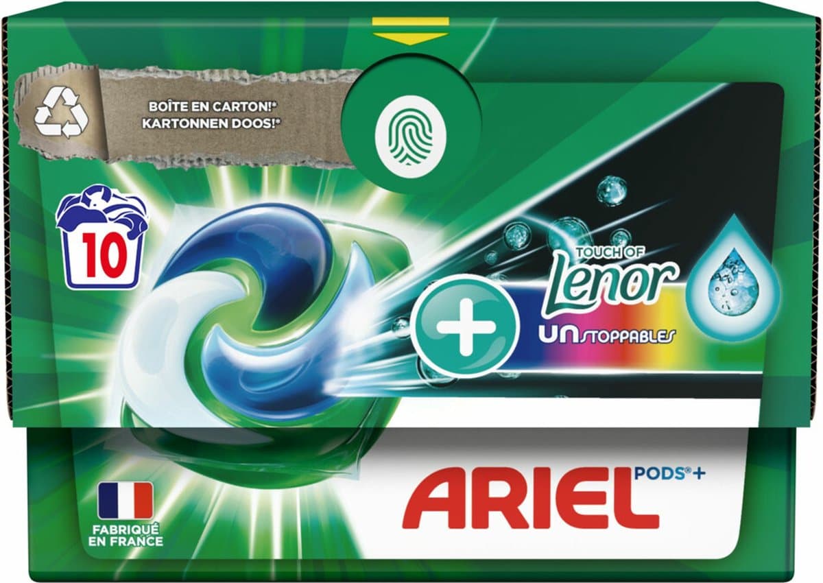 Ariel Original - Touch of Lenor Unstoppables - Wasmiddelcapsules - Pods+ - Gekleurde Was - 10 Wasbeurten — afbeelding 1