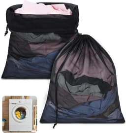 Waszakken groot voor wasmachine 50 x 60 cm, set van 2 met trekkoord, wasnet, fijnmazig, herbruikbare waszakken voor college, slaapzaal en woning — thumbnail 1