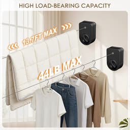 Uittrekbare Waslijn - Wandmontage Waslijn - Kleding Drogen - Doorhangbeveiliging - 4.2 Meter - Zwart — thumbnail 3