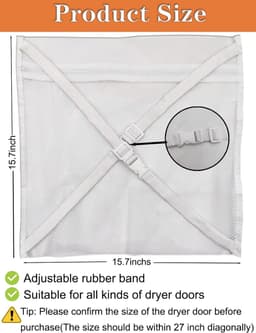 2 stuks Sneaker Droger & Wasmachine Tas, Droger voor Schoenen, Kleding & Wasserij - Elastische Riemverstelling voor de meeste drogers Machines Deur in Wasruimte (15,7x15,7 inch) — thumbnail 3