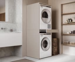Wasmachinekast - Droger meubel - Ruimte besparen - Uittrekbaar werkblad - 187 x 65 cm - Cappuccino — thumbnail 2