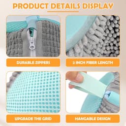 Dailygoods - Set van 2 waszakken voor schoenen, wasmachine, schoenentas met 360° reinigingsdons, 4 stofzakken, herbruikbaar, pluisvrij, waszak voor sportschoenen (grijs) — thumbnail 4