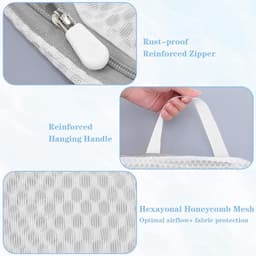 3D Mesh Waszakken Set van 3 met Ophanglussen, Duurzame Waszakken voor Kleding, Delicates en Ondergoed, Ideaal voor de Wasmachine — thumbnail 2