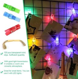 Knijpers Mini 100 Stuks - Kunststof - Transparant - Wasknijpers - Fotoknijpers - Decoratie - Robuuste Klemkracht — thumbnail 2