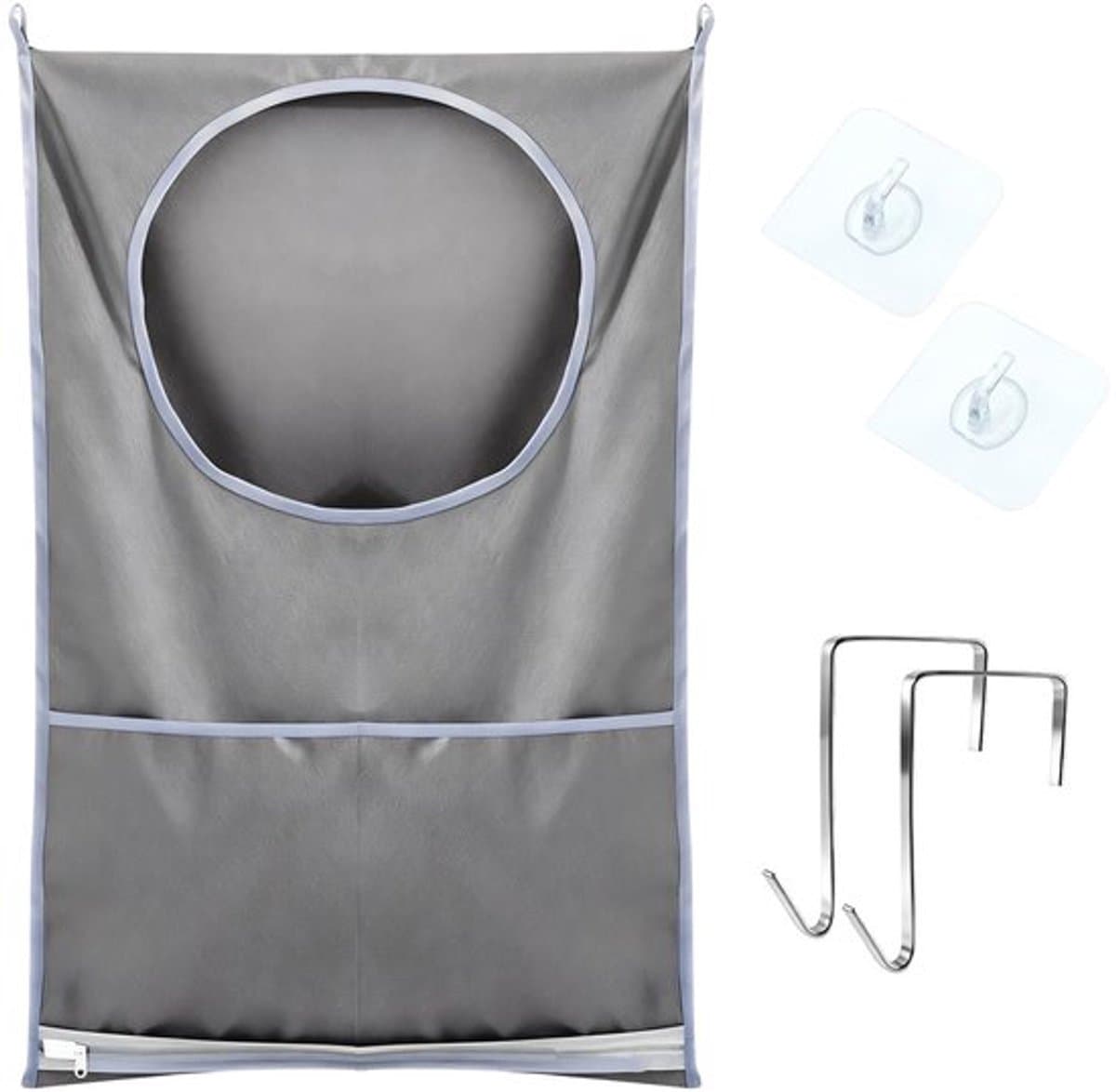 Waszak Ruimtebesparend - Hangende Wasmand - Wasverzamelaar - 2 Zuighaken - 2 Roestvrijstalen Deurhaken - 50x77cm — afbeelding 1