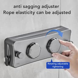 Intrekbare Waslijn - Drooglijn Buiten Binnen - Kleding Drogen - Dubbel Windbestendig Touw - 1 Meter - Metaalgrijs — thumbnail 3