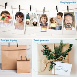 Mini Houten Foto Clips - Kleine Knijpers - Foto's Ophangen - Stijlvolle Zwarte Afwerking - 100 Stuks - Zwart — thumbnail 4