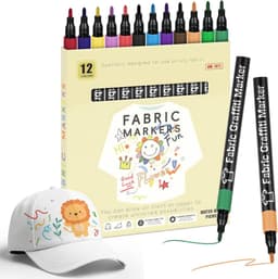 12 Textielstiften, Machinewasbaar, Niet-giftige Textielmarker, Wasbare Set met Fijne Punt, Textielverfstiften, Hobbystiften, Permanente Textielmarker Voor T-shirts, Jeans, Stoffen Tassen — thumbnail 1